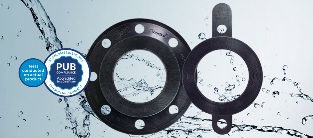 The New Norika Rubber Gasket is compliant to PUB’s standards and requirements for Potable Water